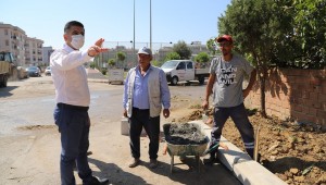 Başkan Mustafa Kayalar Kaldırım Çalışmalarını İnceledi