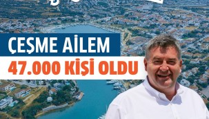  Çeşme'nin nüfusu 46.093 oldu! Başkan Oran; "Çeşme Ailem giderek büyüyor"