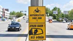 BÜYÜKŞEHİR'DEN MOTOSİKLET SÜRÜCÜLERİ İÇİN FARKINDALIK LEVHALARI