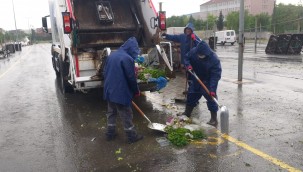 Ergene'de Semt Pazarlarının Temizliğine Gereken Özen Gösteriliyor